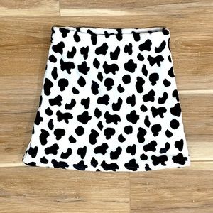 Dalmatian or Small Cow Print Black and White Fleece Girls’ SHEIN Mini Skirt